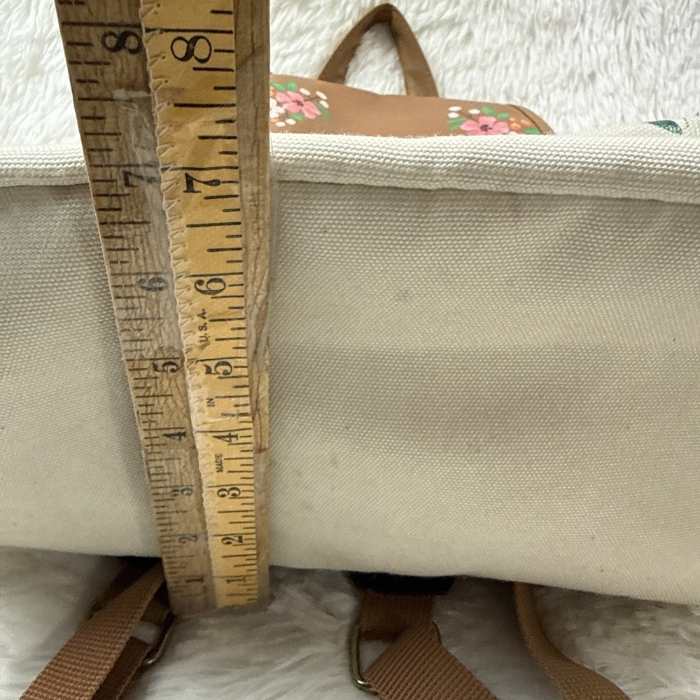 Loungefly Harry Potter Floral Deathly Hallows Slouch Backpack Cream Faux Leather - Picture 4 of 14